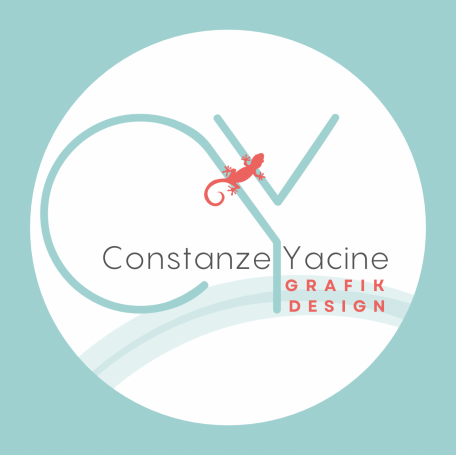 Logo von Constanze Yacine, mit stilisiertem Chamäleon und modernem Schriftzug.